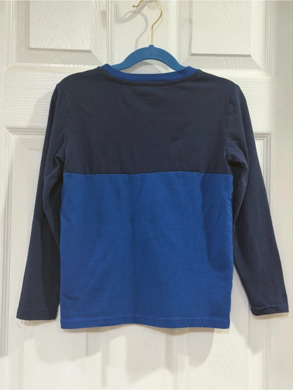 Lands' End Kids Two-Tone Long Sleeve Tee in Navy & Royal